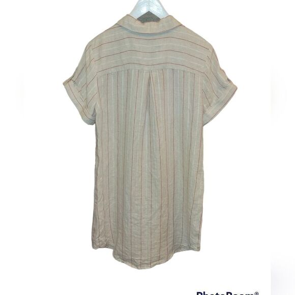 Maven West Short Sleeve Shirt Dress Button Down Linen Dress S - Picture 5 of 13